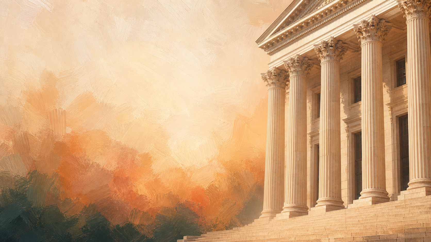 Sunlit classical architecture, representing durable compliance foundations